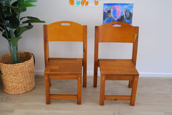 Stacking Chairs Acacia Wood Set of 2