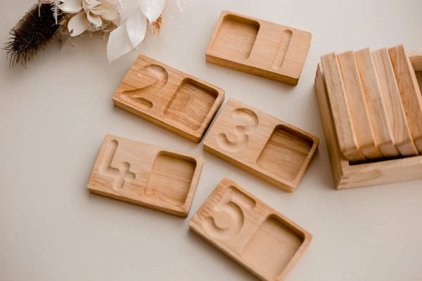 Number Tracing and Counting Trays with Storage