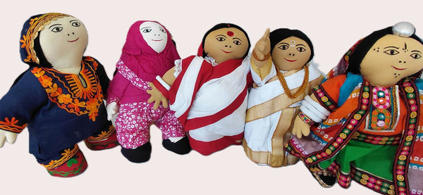 Dolls - Regional Indian Dolls in Traditional Dress Set of 5.