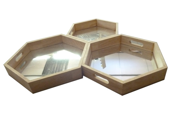 Mirror Trays set of 3 Hexagon